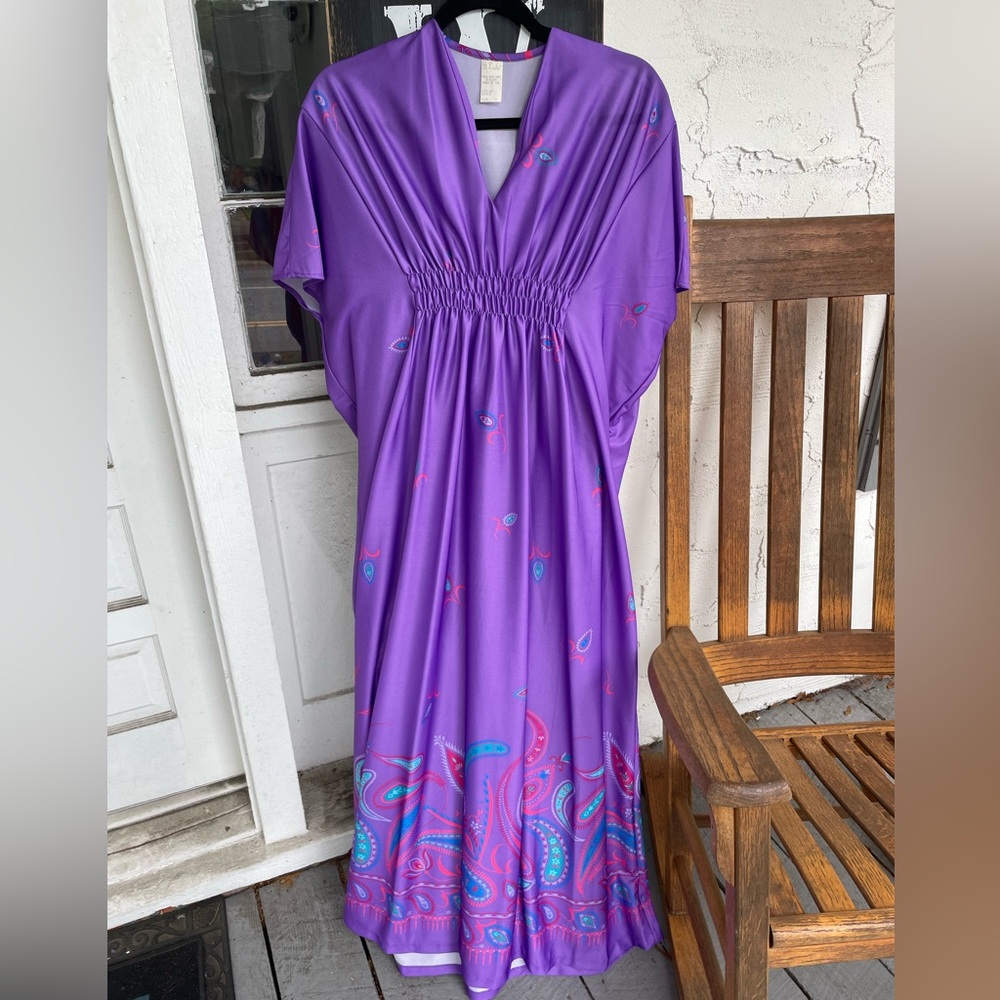 Vintage Street Scene Caftan Kaftan Size Medium